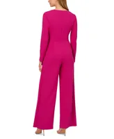 Adrianna Papell Women's V-Neck Tie-Front Crepe Jumpsuit