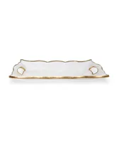 Rectangular Glass Tray with Handles and Gold-Tone Rim