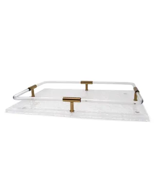 Acrylic Tray with Gold-Tone Detail on Handle, 15.75" L