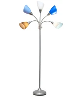 Simple Designs 5 Light Adjustable Gooseneck Floor Lamp with Shades