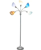 Simple Designs 5 Light Adjustable Gooseneck Floor Lamp with Shades