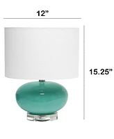 All The Rages 15.25" Modern Overload Glass Bedside Table Lamp with White Fabric Shade