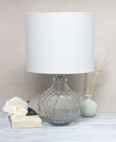 All The Rages 17.75" Contemporary Engraved Honeycomb Glass Table Desk Lamp with White Fabric Shade