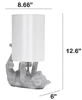 All The Rages 12.6" Diamond Studded Rhinestone Look Kitty Cat Feline Kids Desk Nightstand Table Lamp with Faux Silk Fabric Shade