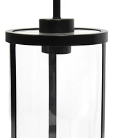 All The Rages 1-Light 9.25" Modern Farmhouse Adjustable Hanging Cylindrical Clear Glass Pendant Fixture with Metal Accents