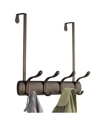 mDesign Steel Over Door Closet Organizer Hanger Rack with 8 Hooks, Bronze
