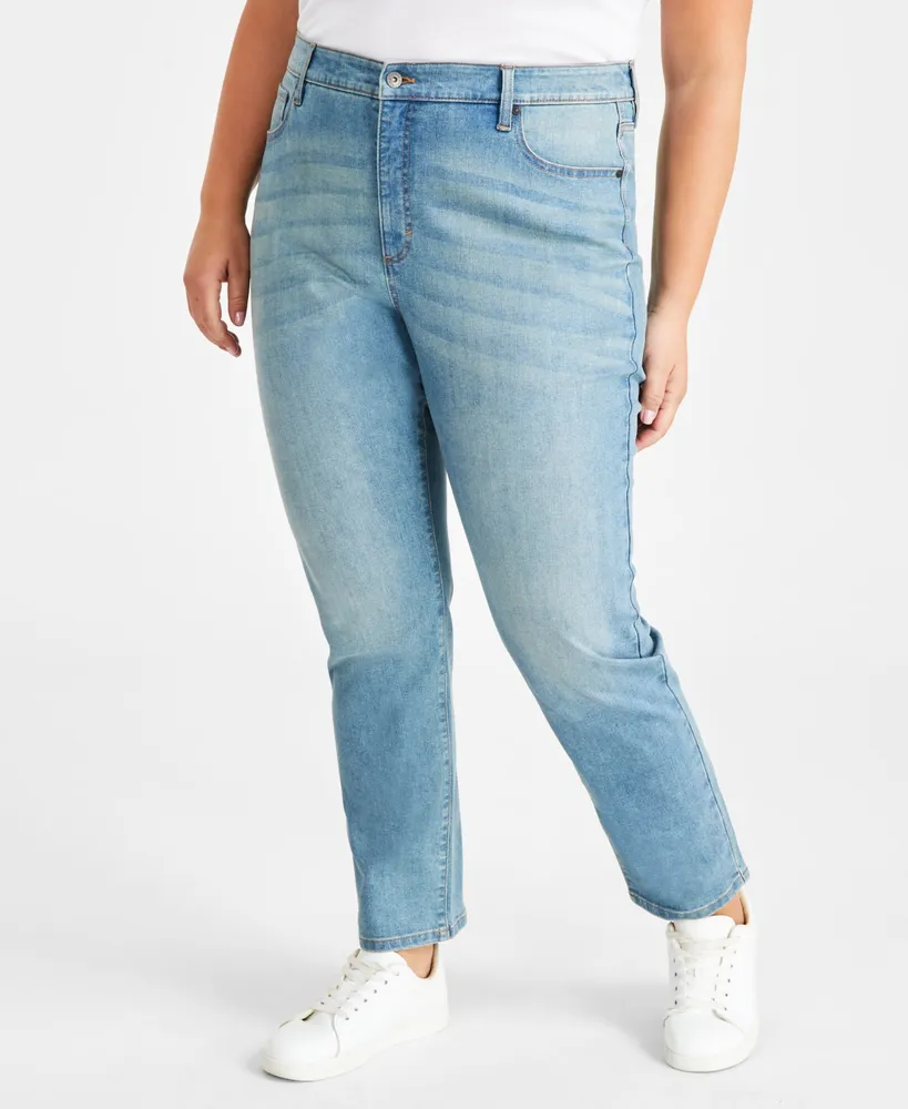 Style & Co Plus Size High-Rise Straight-Leg Jeans, Created for Macy's