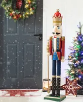 Glitzhome 54" H Wooden Christmas Glitter King Nutcracker