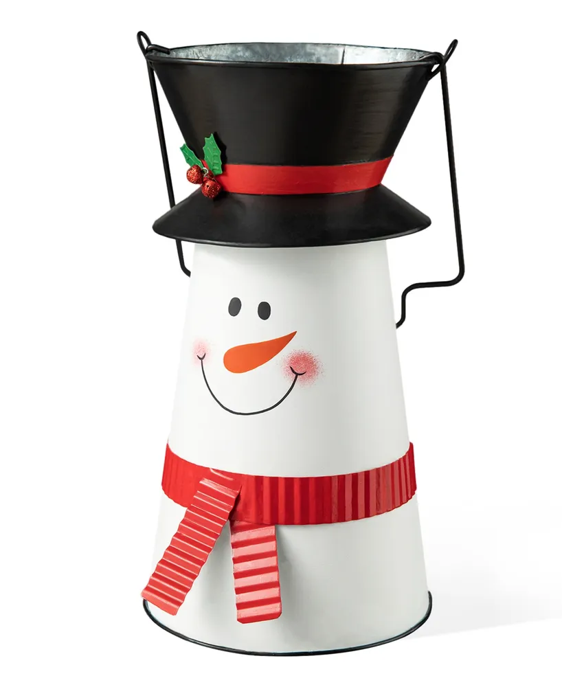 Glitzhome 19.50" H Metal Snowman Decorative Bucket