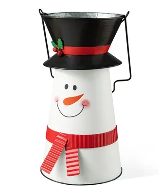 Glitzhome 19.50" H Metal Snowman Decorative Bucket