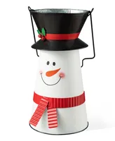 Glitzhome 19.50" H Metal Snowman Decorative Bucket