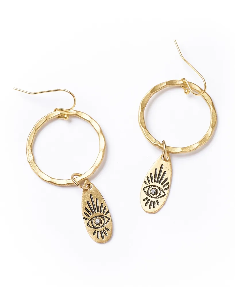 Matr Boomie Ruchi Evil Eye Charm Gold Hoop Earrings