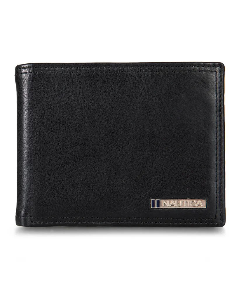 Nautica Men's Enameled Logo Leather Bifold Wallet