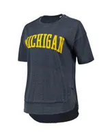 Women's Pressbox Heathered Navy Michigan Wolverines Arch Poncho T-shirt