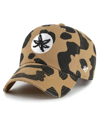 Women's '47 Brand Ohio State Buckeyes Rosette Leopard Clean Up Adjustable Hat