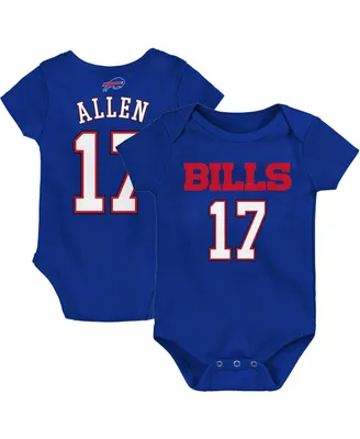 Newborn and Infant Boys Girls Josh Allen Royal Buffalo Bills Mainliner Player Name Number Bodysuit