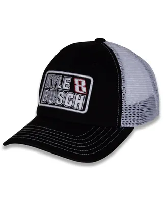 Women's Checkered Flag Sports Black, White Kyle Busch Name and Number Patch Adjustable Hat