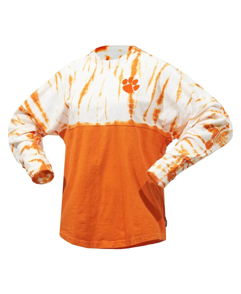 Women's Orange Clemson Tigers Tie-Dye Long Sleeve Jersey T-shirt