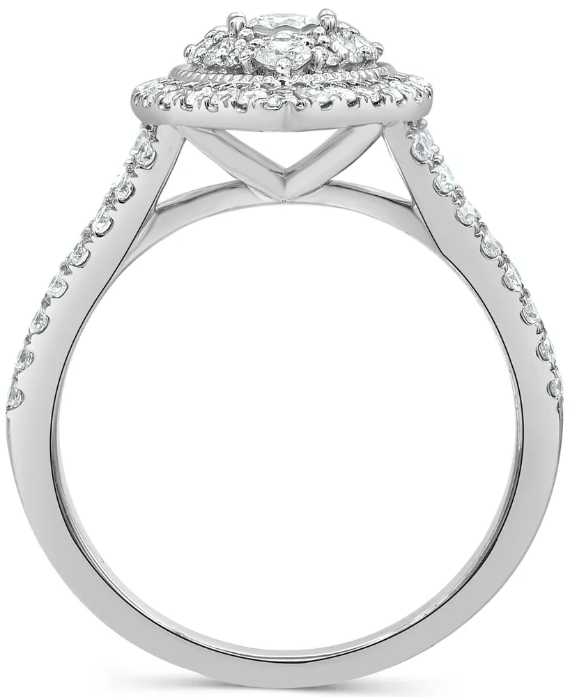 Diamond Pear-Shaped Halo Cluster Engagement Ring (1 ct. t.w.) in 14k White Gold