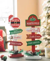 Glitzhome 16.5" H Set of 2 Christmas Wooden Sign Table Decor