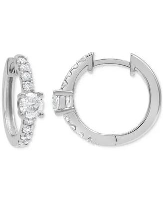Diamond Small Hoop Earrings (3/4 ct. t.w.) in 14k White Gold, 0.625"