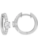 Diamond Small Hoop Earrings (3/4 ct. t.w.) in 14k White Gold, 0.625"
