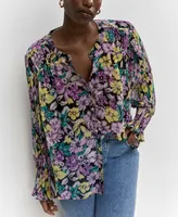 Mango Women's Floral Textured Blouse