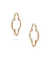 Bling Jewelry Simple Clover Flower Shaped Thin Tube Endless Hoop Earrings Sterling Silver 1.5 In Diameter