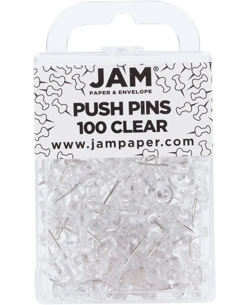 JAM PAPER Colorful Push Pins - White Pushpins - 100/Pack 