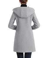 Kimi + Kai Women's Ella Asymmetrical Hooded Boucle Wool Coat with Removable Bib