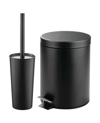 mDesign Toilet Brush Holder and Step Trash Can, 2 Pack
