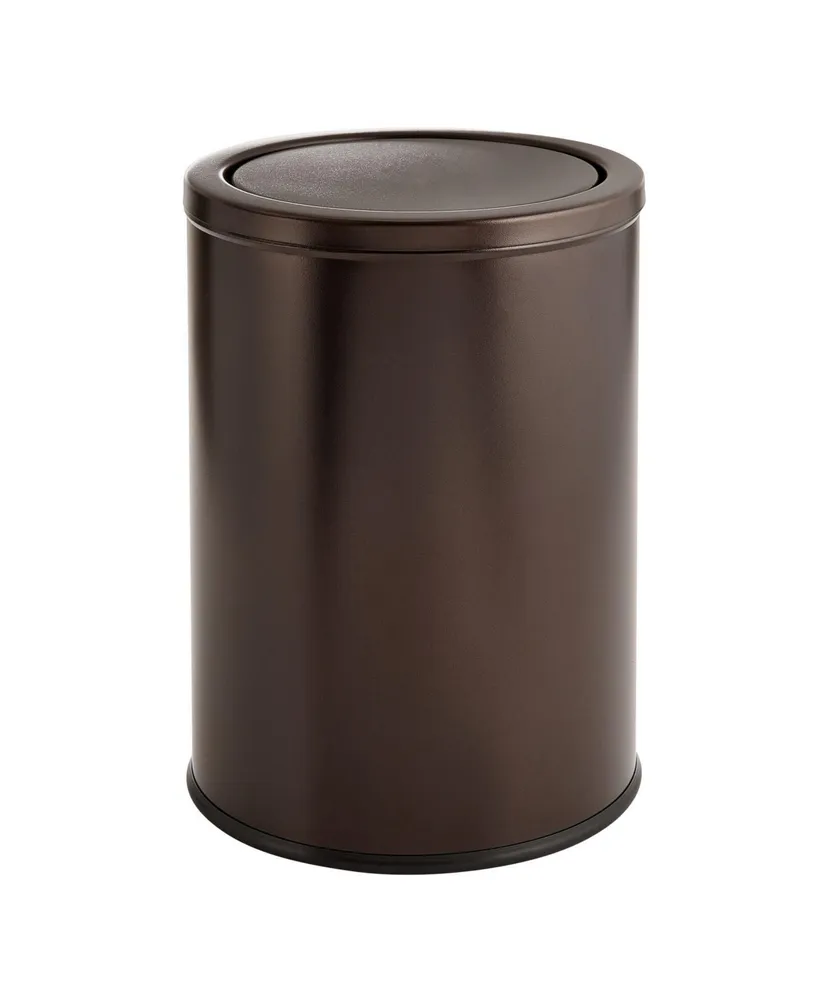 mDesign Small Round Metal 4.8 Gal. Covered Bathroom Swing Lid Trash Can