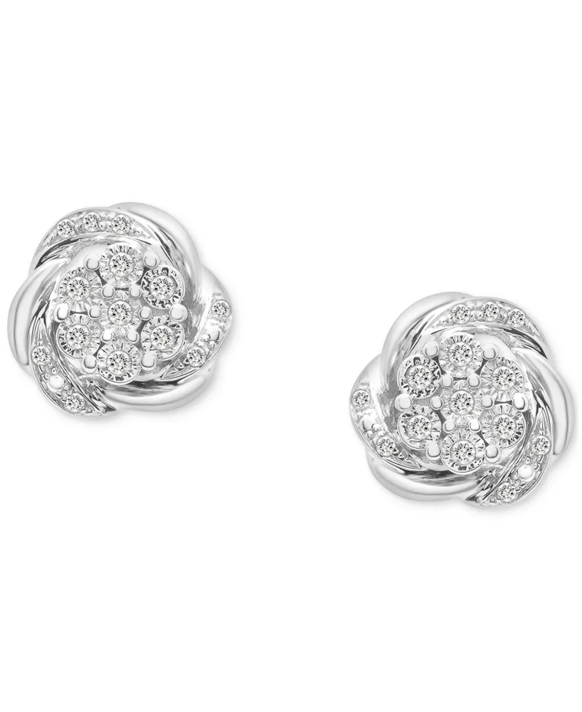 Diamond Flower Stud Earrings (1/4 ct. t.w.) in Sterling Silver, Created for Macy's