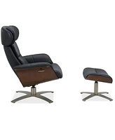 Janer Leather Swivel Chair & Ottoman Set, Created for Macy's