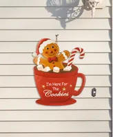 Glitzhome 30.25" H Metal Gingerbread Man in Coffee Mug Yard Stake