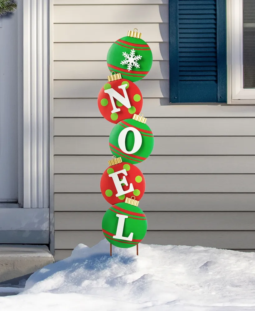 Glitzhome 42" H Metal Noel Ornament Yard Stake or Wall Decor