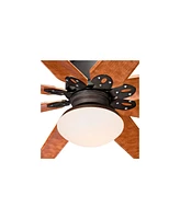 Casa Vieja 72" Predator Indoor Outdoor Ceiling Fan with Light Led Remote Control English Bronze Cherry Blades Opal Frosted Glass Damp Rated for Patio