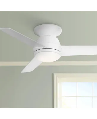 Casa Vieja 44" Marbella Breeze Modern Indoor Hugger Ceiling Fan with Dimmable Led Light Remote Control White Opal Glass for Living Kitchen House Bedro