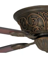 52" Contessa Vintage Indoor Ceiling Fan Bronze Brown Copper Square Shaded Cherry Wood Blades Low Profile for Living Room Kitchen House Bedroom Kids Ro