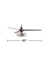 60" Turbina Industrial Indoor Ceiling Fan with Led Light Remote Control Oil Rubbed Bronze Cage for Living Room Kitchen House Bedroom Kids Room Family