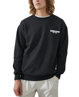 Cotton On Men's Active Graphic Crew Fleece Sweatshirt