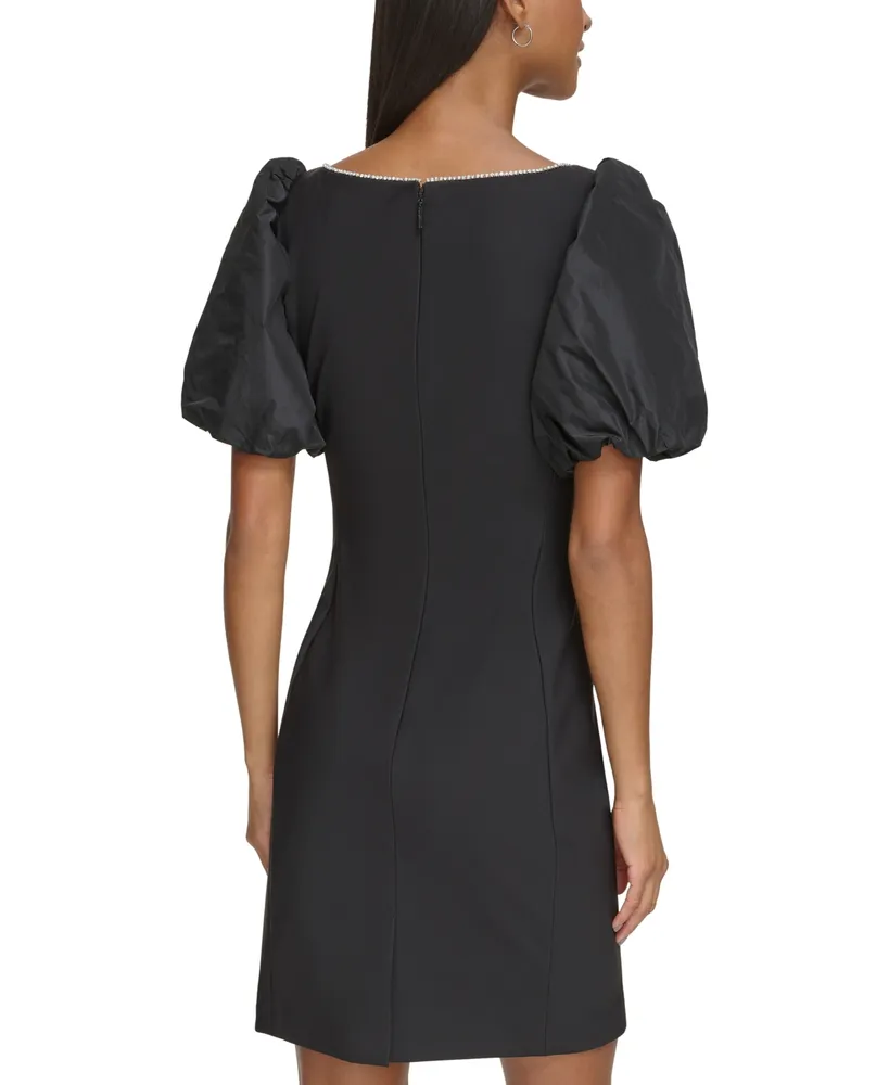 Karl Lagerfeld Paris Women's Puff-Sleeve Compression Dress