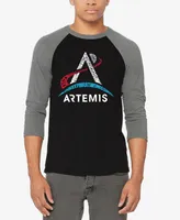 La Pop Art Men's Nasa Artemis Logo Raglan Baseball Word T-shirt