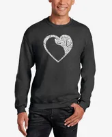 La Pop Art Men's Dog Heart Word Crewneck Sweatshirt