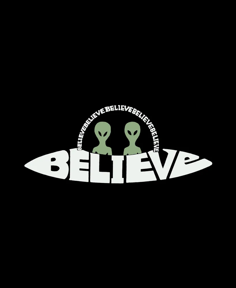 La Pop Art Men's Believe Ufo Printed Word T-shirt