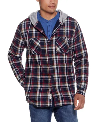 Weatherproof Vintage Men's Sherpa Lined Flannel Hooded Shirt Jacket