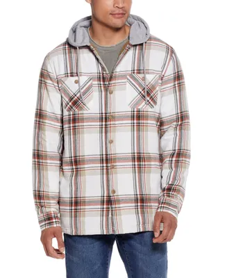 Weatherproof Vintage Men's Sherpa Lined Flannel Hooded Shirt Jacket