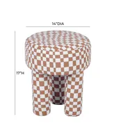 Tov Furniture 17" Checkered Boucle Upholstered Stool