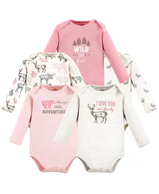Touched by Nature Baby Girls Organic Cotton Long-Sleeve Bodysuits Woodland