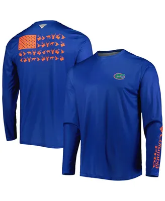 Men's Columbia Royal Florida Gators Terminal Shot Omni-Shade Omni-Wick Long Sleeve T-shirt